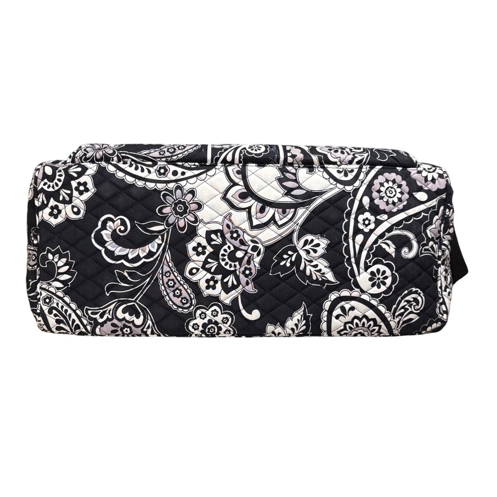 Vera Bradley Weekender Bag Large Black White Paisley Quilted Travel Duffel - Picture 5 of 6